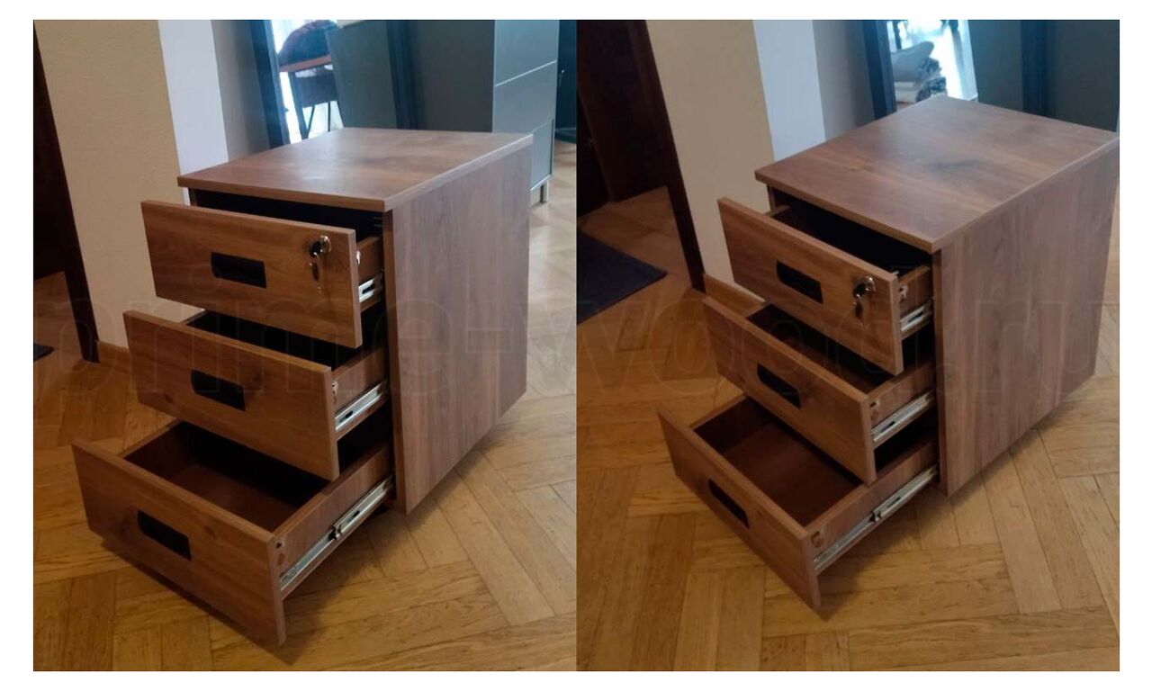 Тумба подкатная с 3 ящиками LIVERPOOL 43x50x60 цвет: Орех - фото со сборки