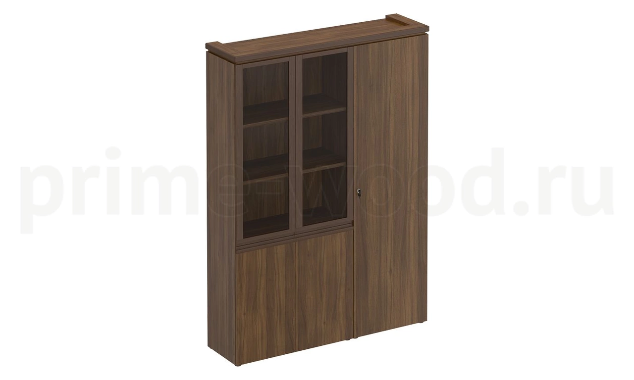 Шкаф комбинированный (со стеклом + для одежды узкий) MARK 150x41x211 - фото 1